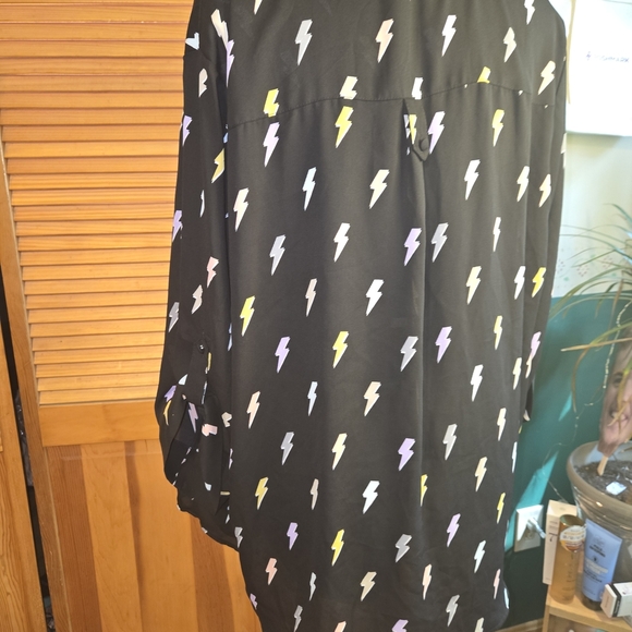 Torrid Black Blouse with Colorful Lightning Pattern - Picture 3 of 5